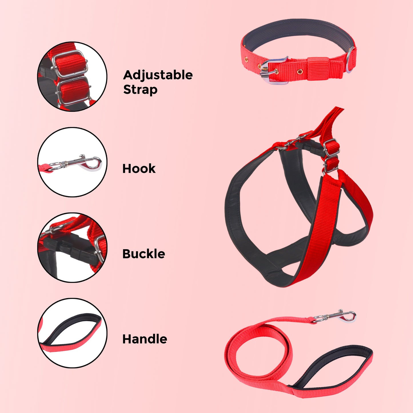 Padded Leash, Collar and Harness Set